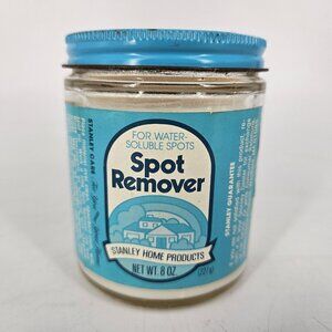 Vintage Stanley Spot Remover Paste 8 oz Glass Jar Blue Lid Cleaner New Old Stock
